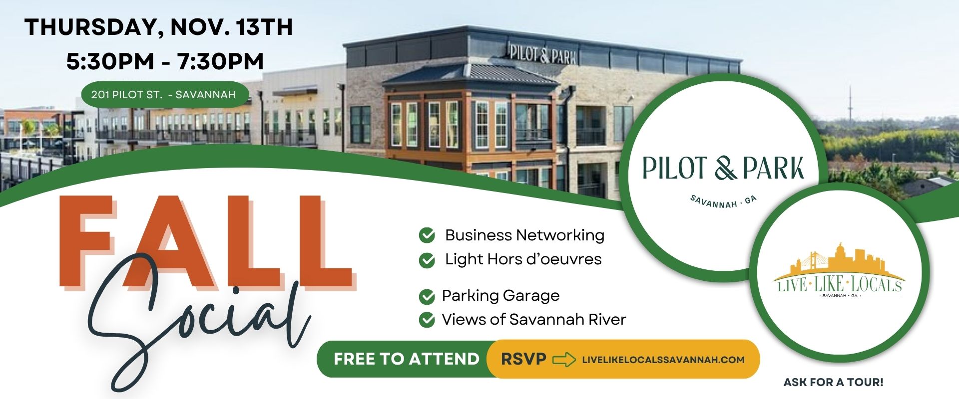 fall social - pilot and park - live like locals savannah